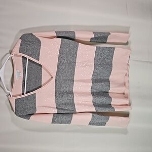 New York & Company Pnk/Grey Sequined Sweater Sz S